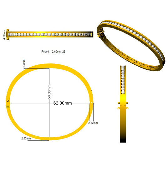 XYA0186 — Bangle - 9k Yellow Gold detail