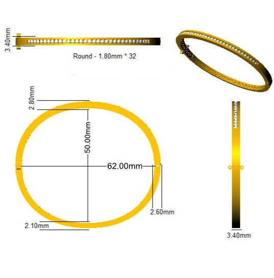 XYA0227 — Bangle - 9k Yellow Gold detail