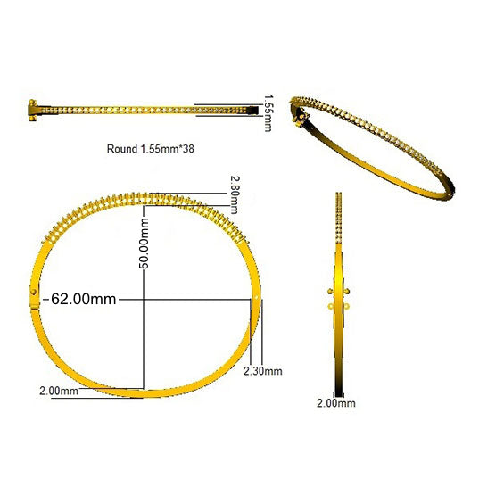 XYA0271D — Bangle - 9k Yellow Gold detail