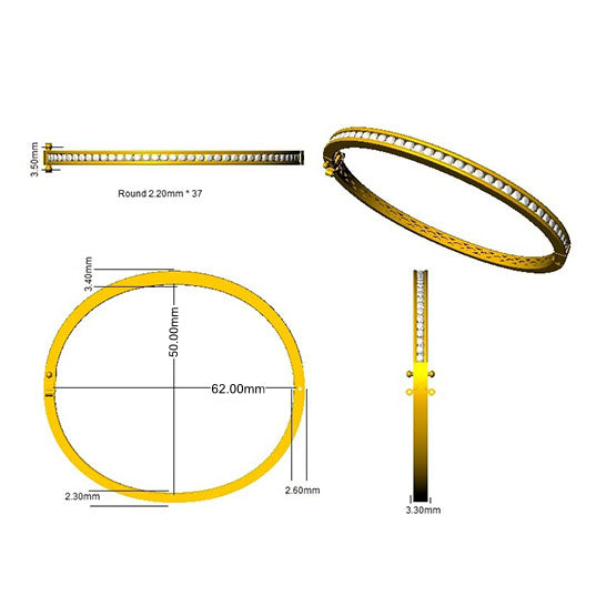 XYA0354 — Bangle - 9k Yellow Gold detail