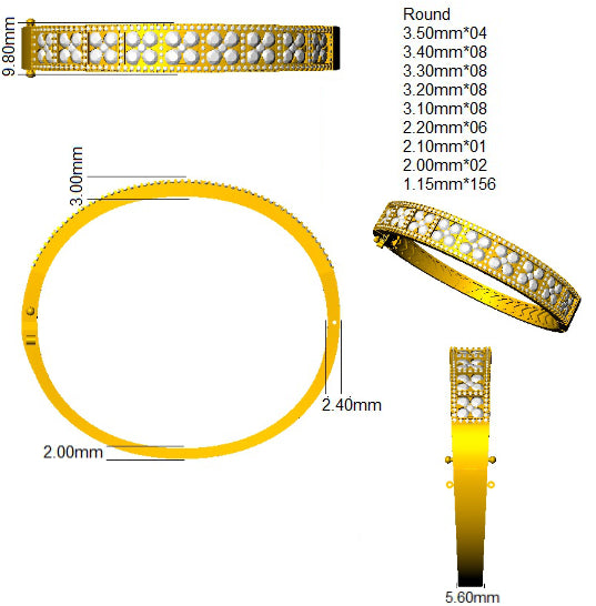 XYA0368 — Bangle - 9k Yellow Gold detail
