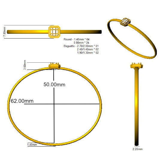 XYA8076 — Bangle - 9k Yellow Gold detail
