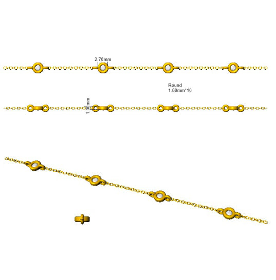 XYB0734CA — Bracelet - 9k Yellow Gold detail