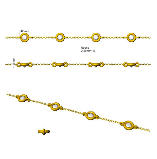 XYB0734CB — Bracelet - 9k Yellow Gold detail