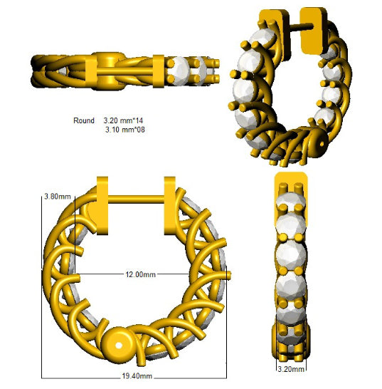 XYE2495 — Earrings - 9k Yellow Gold detail