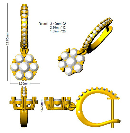 XYE2868A — Earrings - 9k Yellow Gold detail