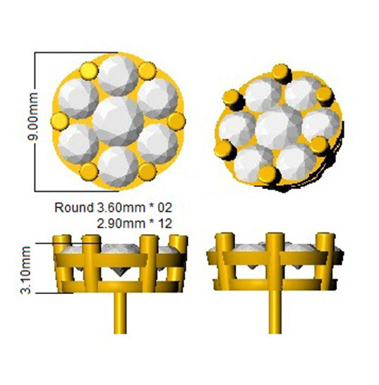XYE3273 — Earrings - 9k Yellow Gold detail