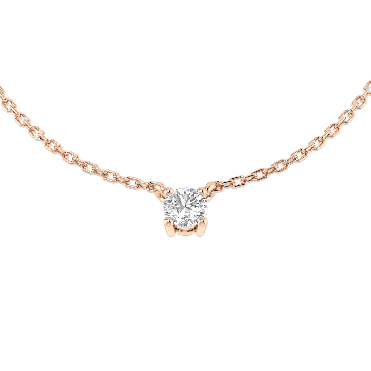 0.16ct Round Lab Diamond Necklace in Platinum - 9k Rose Gold