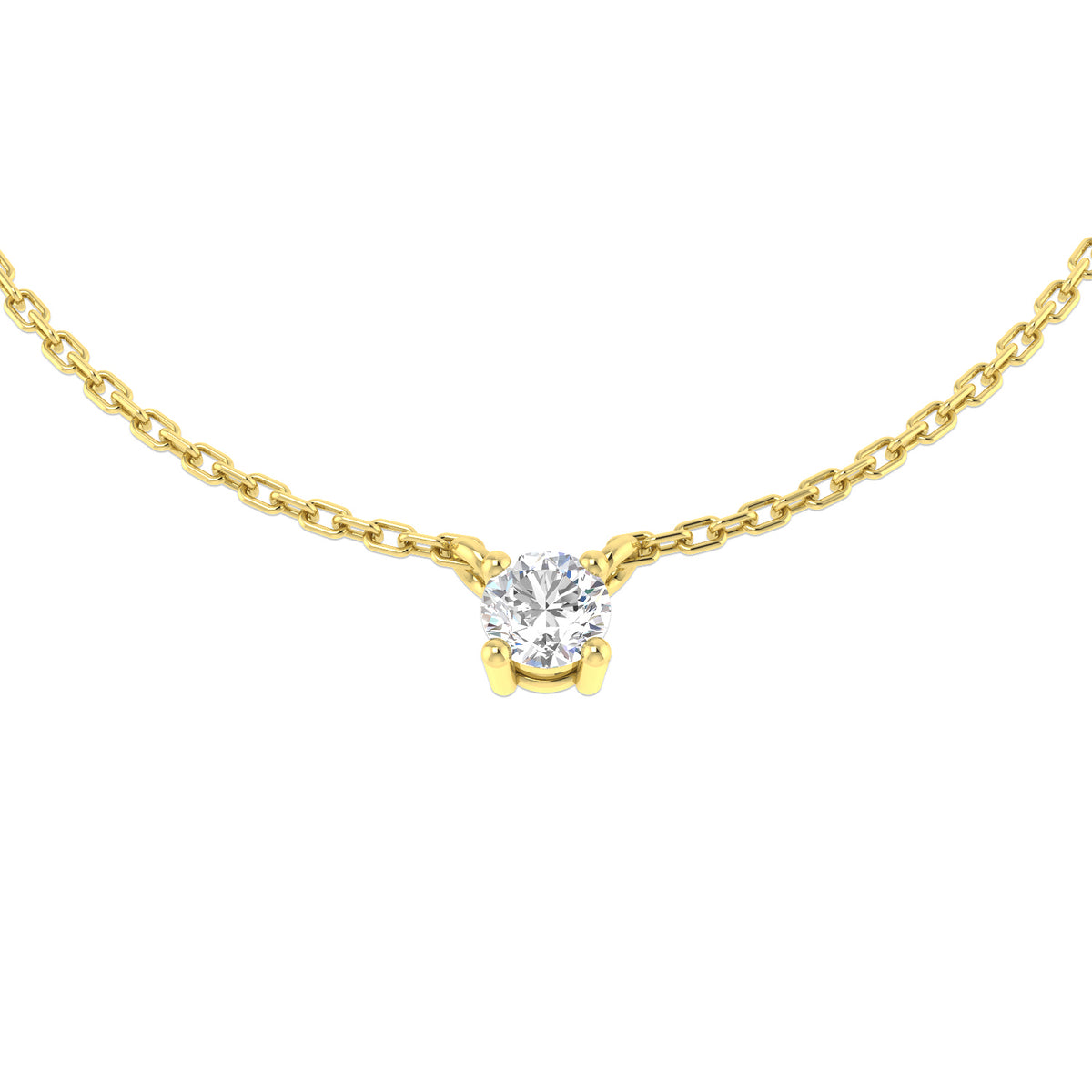 0.16ct Round Lab Diamond Necklace in Platinum - 9k Yellow Gold