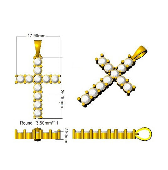 XYP1622 — Cross - 9k Yellow Gold detail
