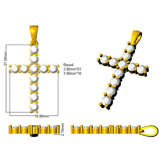 XYP2191 — Cross - 9k Yellow Gold detail