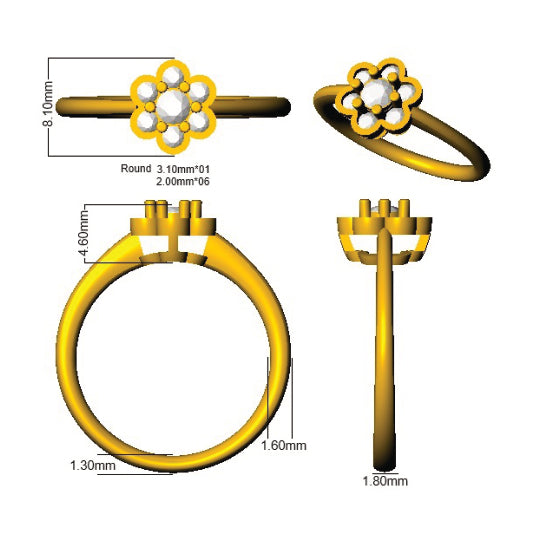 XYR10475 — Ring - 9k Yellow Gold detail