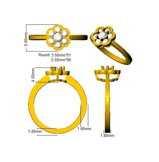 XYR10480 — Ring - 9k Yellow Gold detail