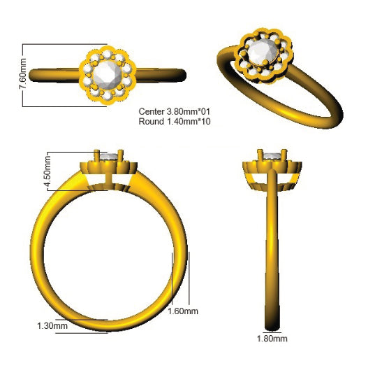 XYR10483 — Ring - 9k Yellow Gold detail