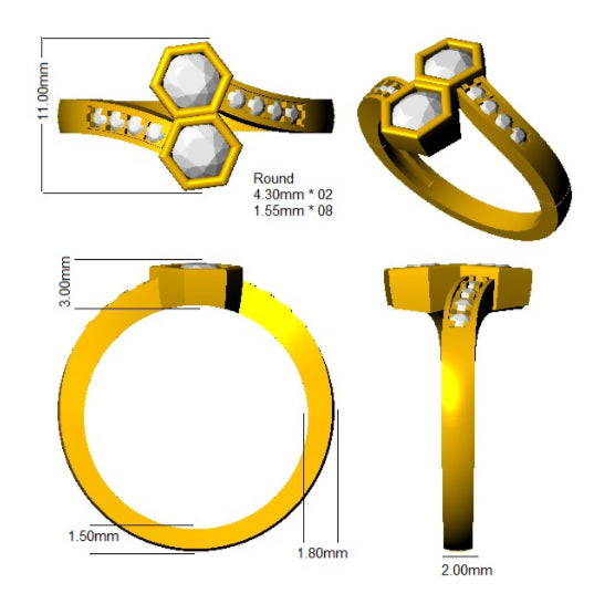 XYR10487 — Ring - 9k Yellow Gold detail