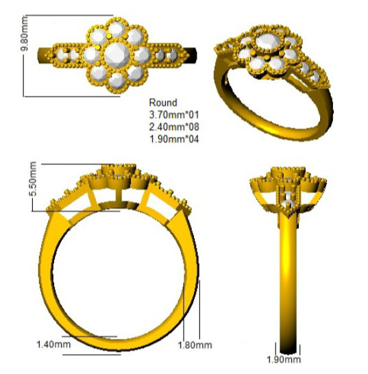 XYR10494 — Ring - 9k Yellow Gold detail