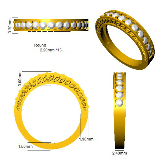 XYR11334 — Ring - 9k Yellow Gold detail