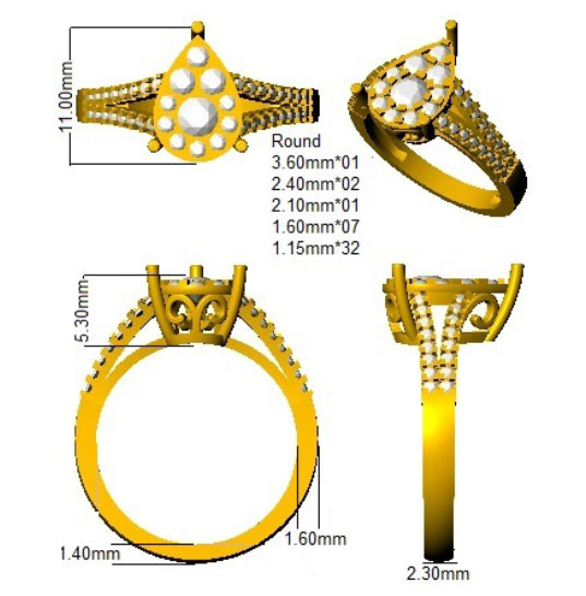 XYR11921 — Ring - 9k Yellow Gold detail