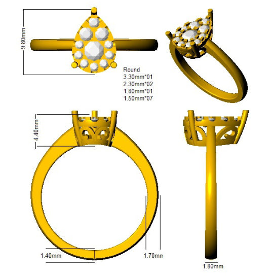 XYR11922 — Ring - 9k Yellow Gold detail