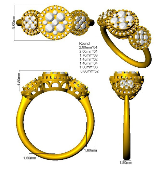 XYR12092 — Ring - 9k Yellow Gold detail