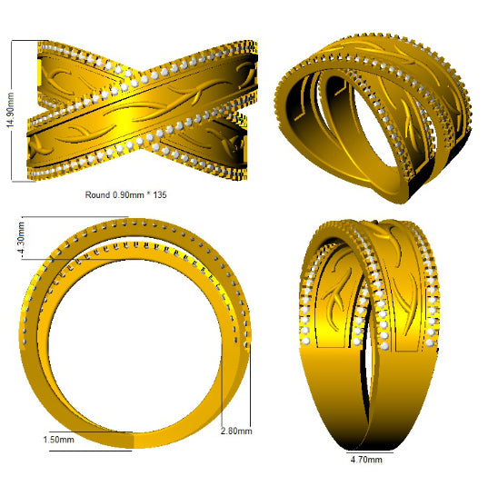 XYR12242 — Ring - 9k Yellow Gold detail