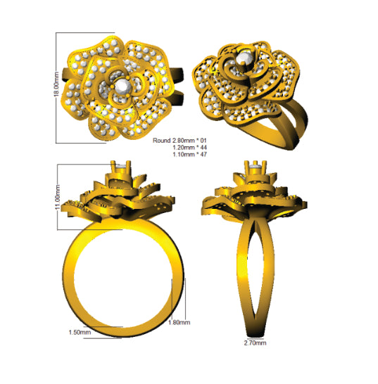 XYR12252A — Ring - 9k Yellow Gold detail