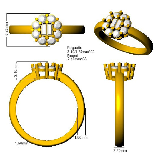 XYR5801 — Ring - 9k Yellow Gold detail