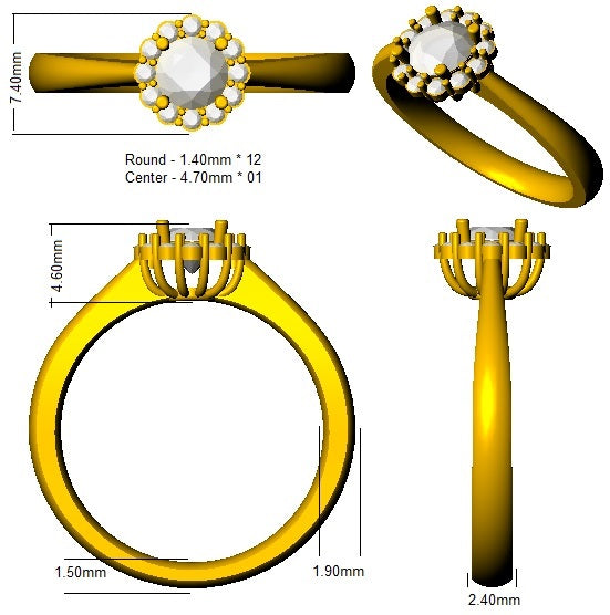 XYR6182 — Ring - 9k Yellow Gold detail