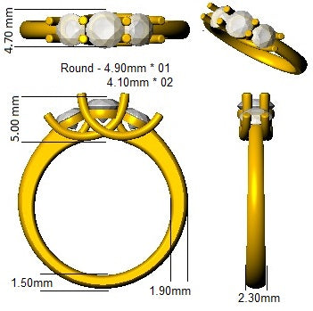 XYR6776 — Ring - 9k Yellow Gold detail