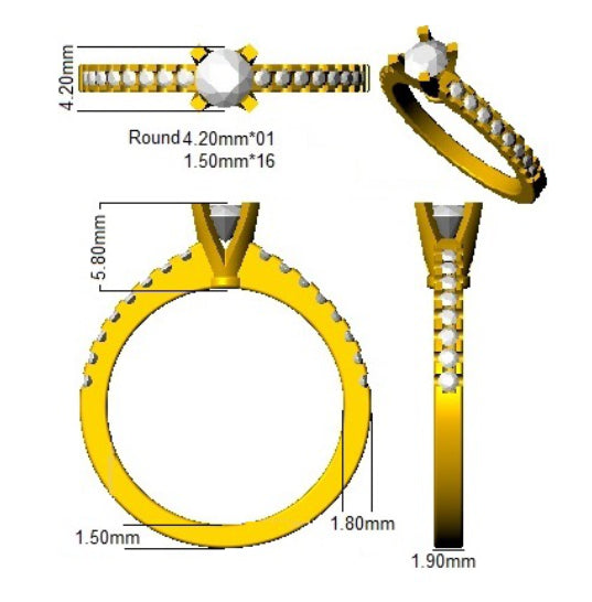 XYR7075 — Ring - 9k Yellow Gold detail